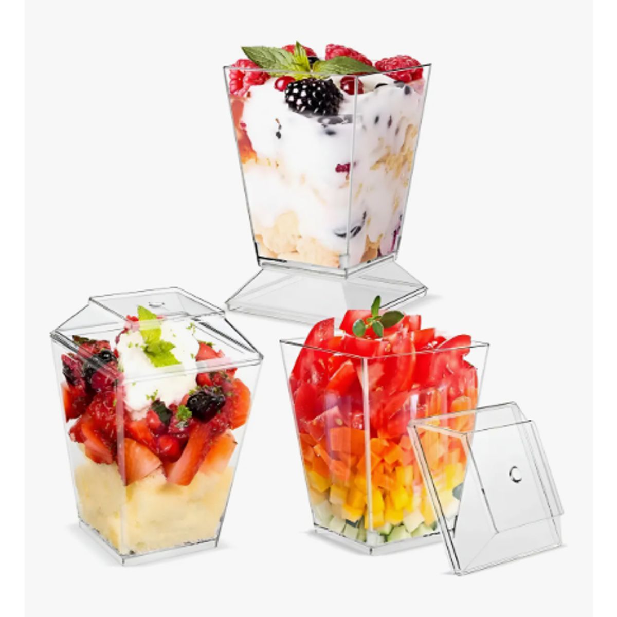 GENERICO - 50 Vasos Para Postres Set De Vasos Shot Postres Con Tapa