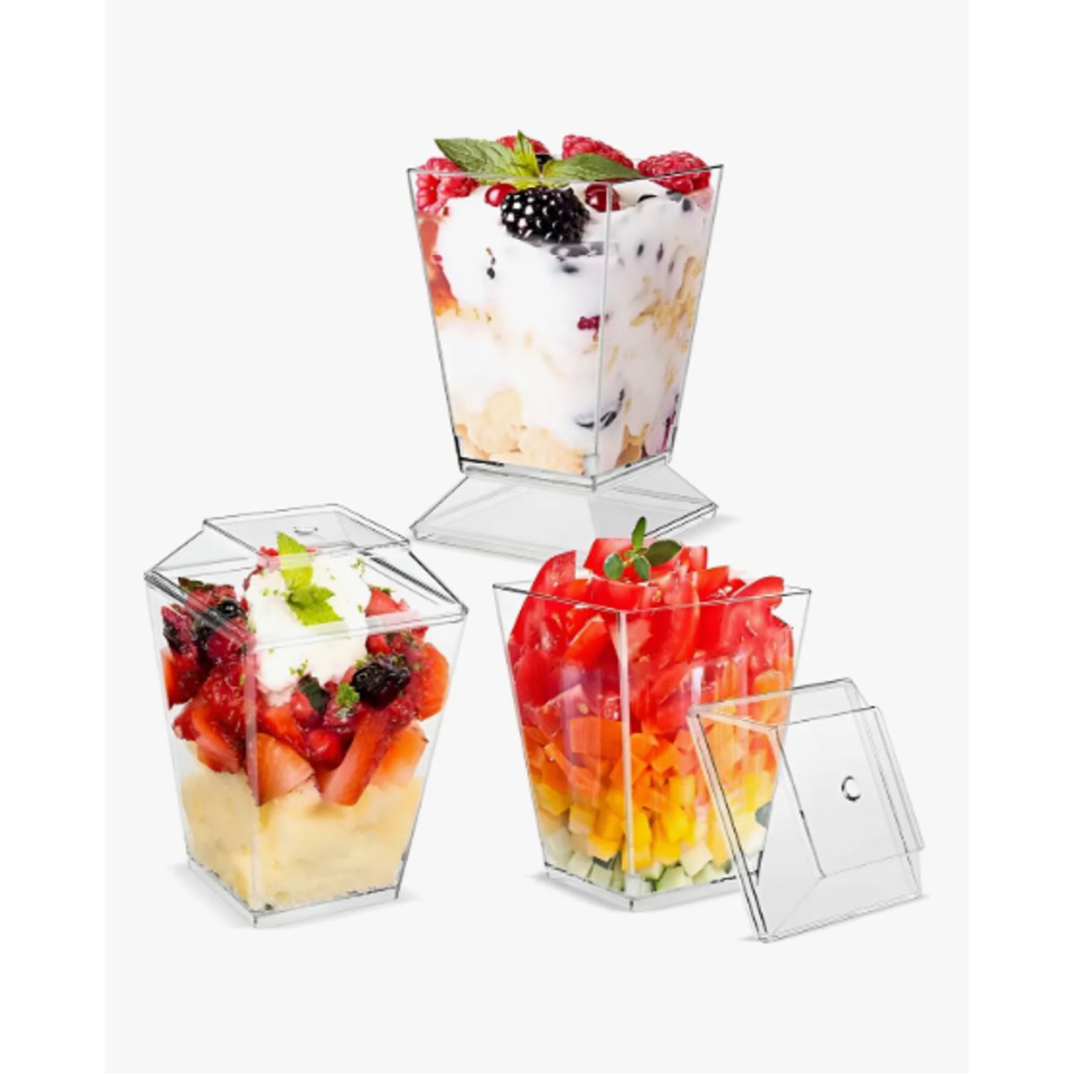 GENERICO - 50 Vasos Para Postres Set De Vasos Shot Postres Con Tapa