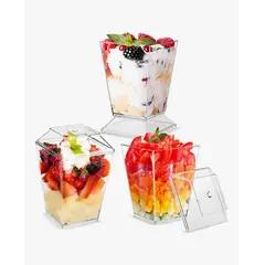 GENERICO - 50 Vasos Para Postres Set De Vasos Shot Postres Con Tapa