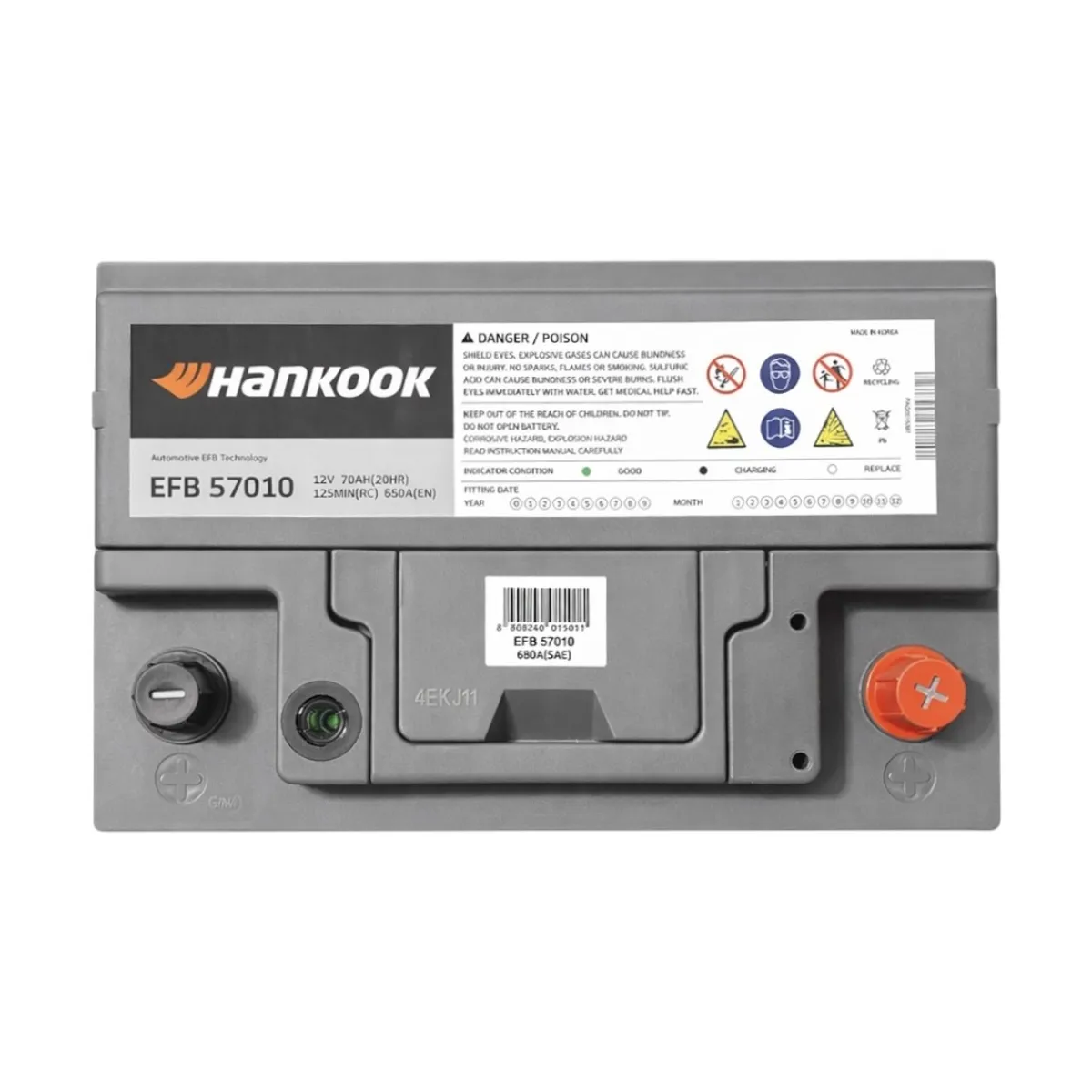 HANKOOK - Bateria de Auto 70 Ah Positivo Derecho 650 CCA