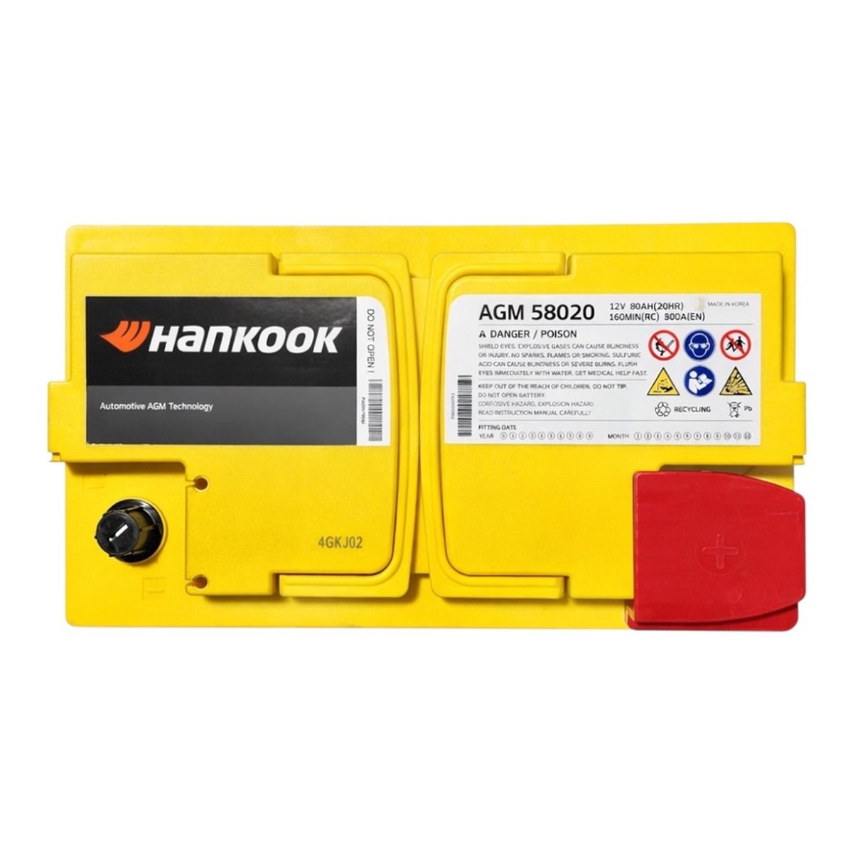 HANKOOK - Bateria de Auto 80 Ah Positivo Derecho 800 CCA