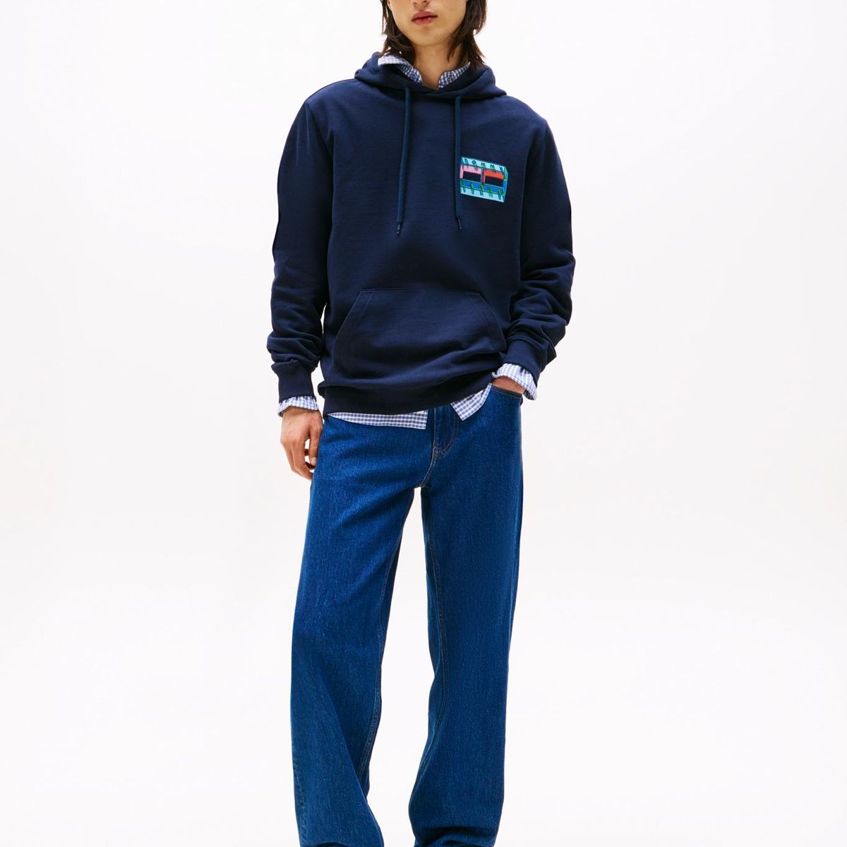 TOMMY HILFIGER - Polerón Hoodie Flag Con Logo Gráfico Azul Tommy Jeans