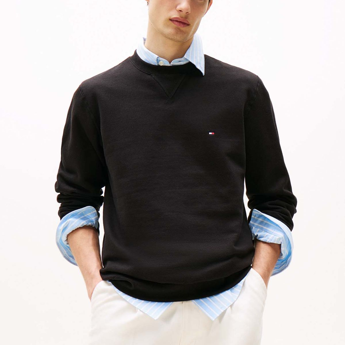 TOMMY HILFIGER - Polerón Essential Con Logo Negro Tommy Hilfiger