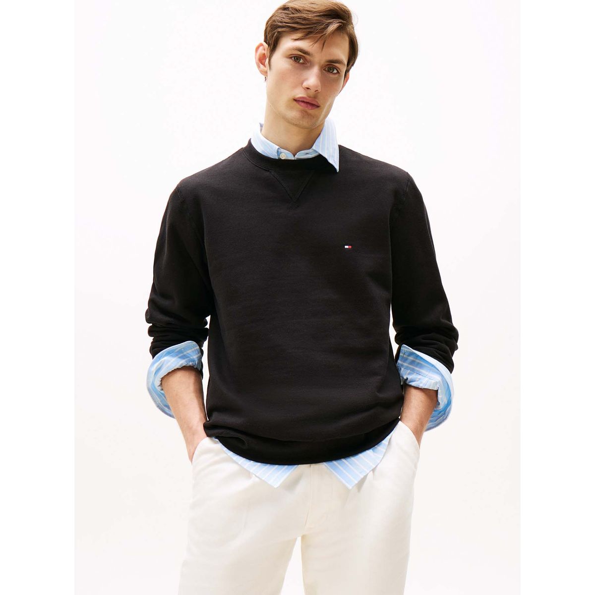 TOMMY HILFIGER - Polerón Essential Con Logo Negro Tommy Hilfiger