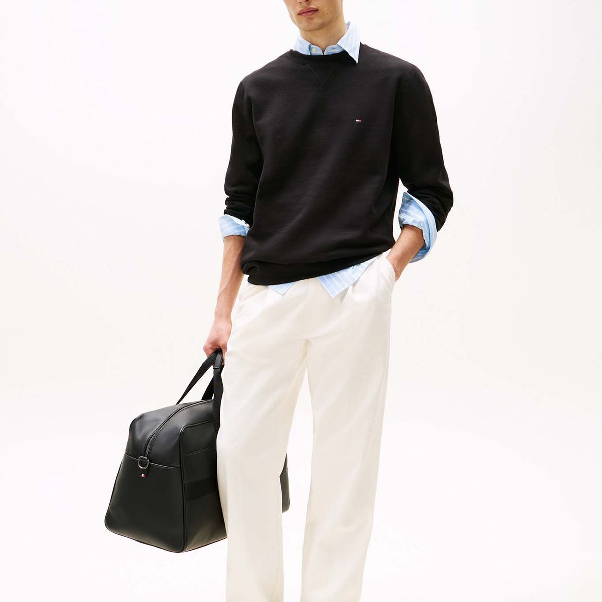 TOMMY HILFIGER - Polerón Essential Con Logo Negro Tommy Hilfiger