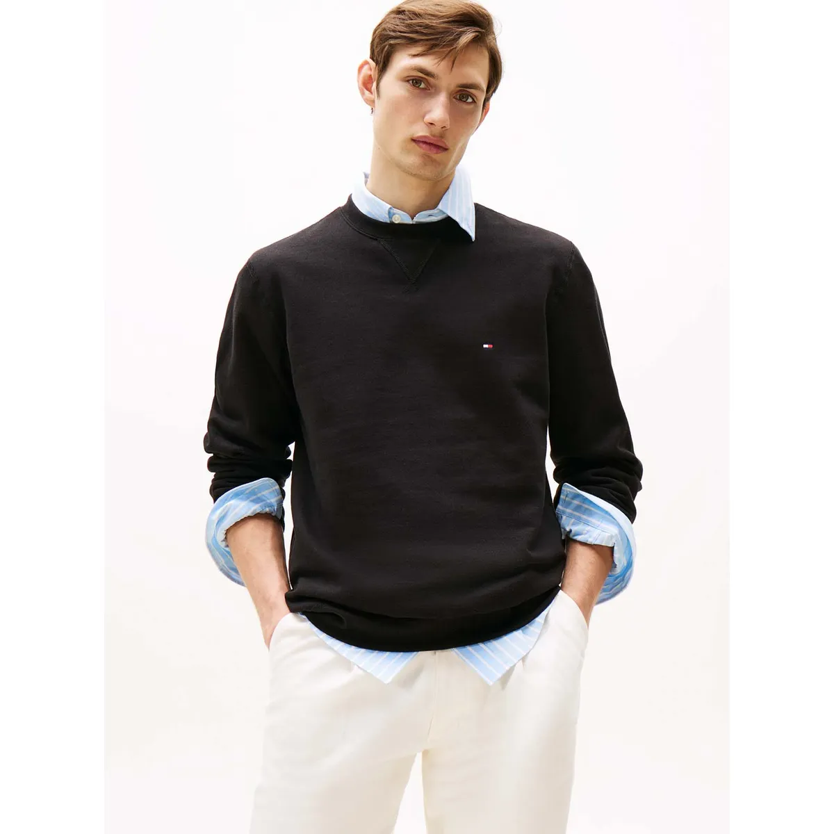 TOMMY HILFIGER - Polerón Essential Con Logo Negro Tommy Hilfiger