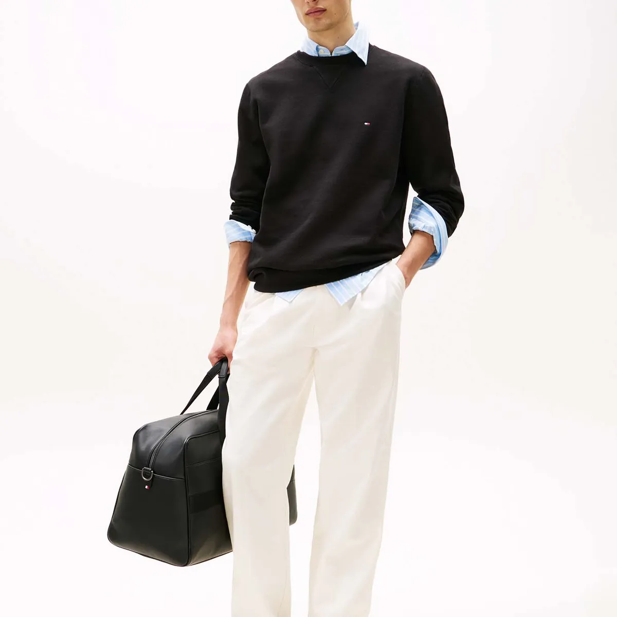 TOMMY HILFIGER - Polerón Essential Con Logo Negro Tommy Hilfiger