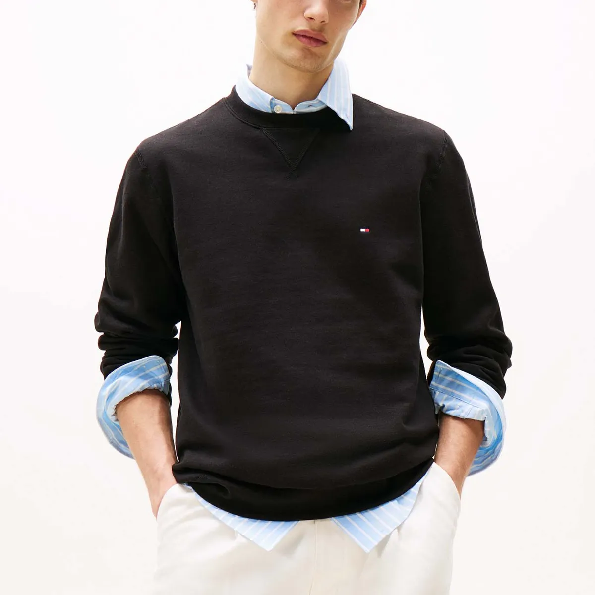 TOMMY HILFIGER - Polerón Essential Con Logo Negro Tommy Hilfiger