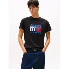 TOMMY HILFIGER - Polera Slim Con Logo Gráfico Negro Tommy Jeans