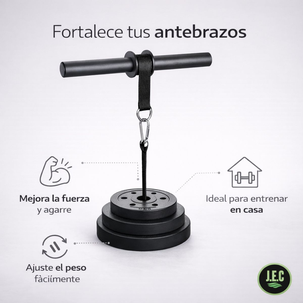 GENERICO - Barra con Correa para Discos Entrenamiento Ajustable