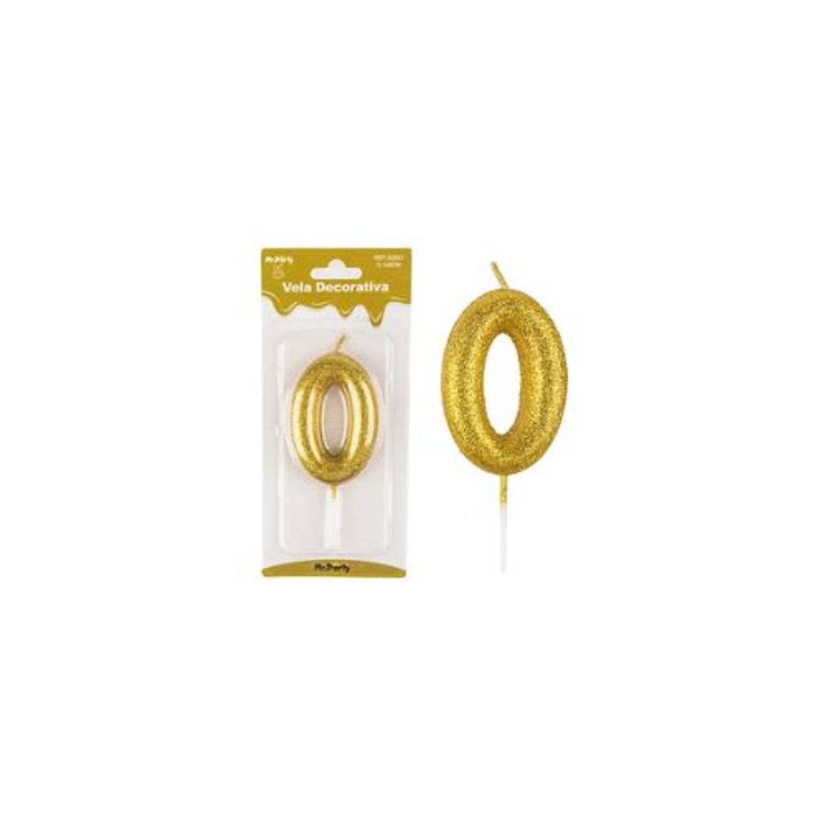 GENERICO - Vela de número 0 dorado metalico brillante 5.5cm