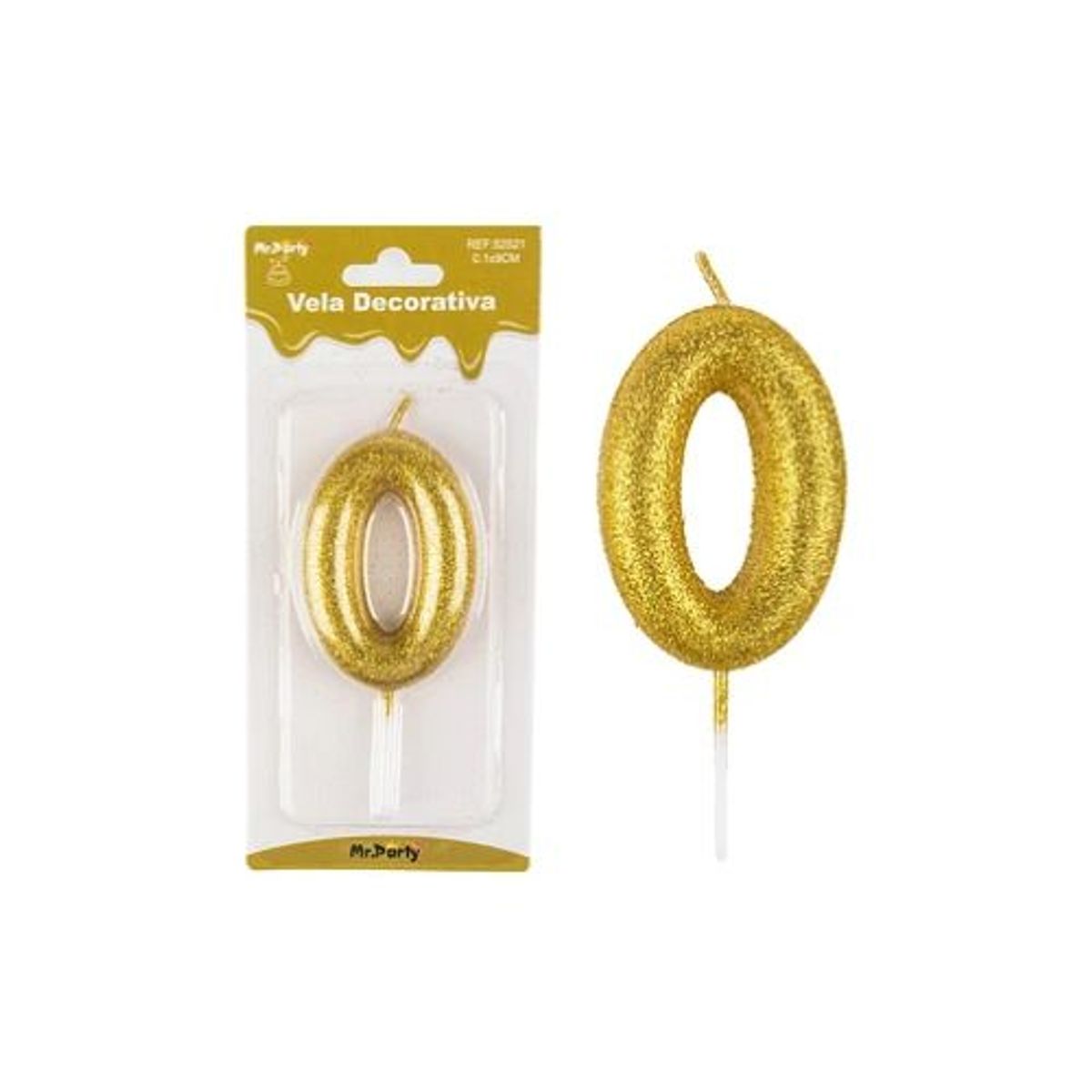 GENERICO - Vela de número 0 dorado metalico brillante 5.5cm