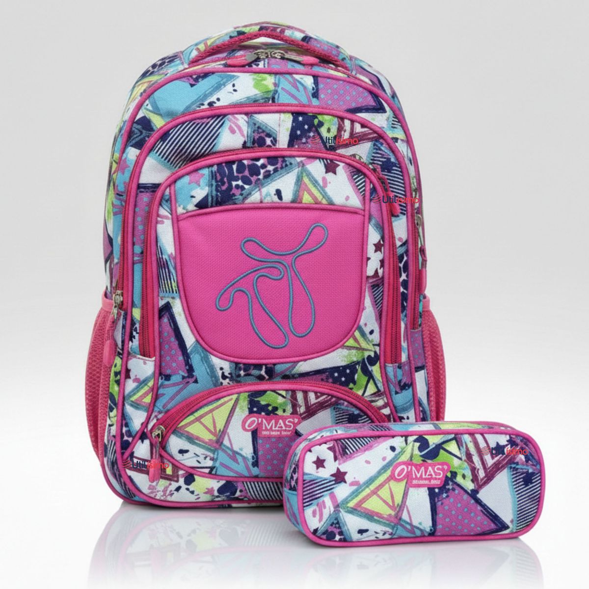 UTILISIMO - Mochila Escolar Con Estuche 43 cm Tela Oxford Impermeable Niña