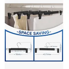 GENERICO - Pack 30 Colgadores Plásticos Negros Con Pinzas Perrito Black