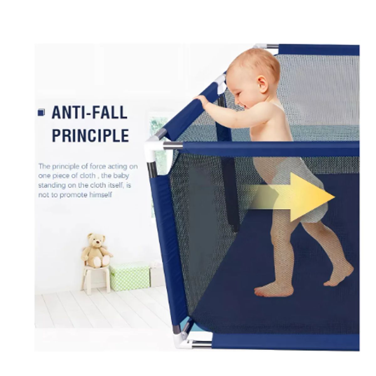 GENERICO - Corralito Para Bebe Corral De Seguridad Plegable Gimnasio Azul Marino Osos