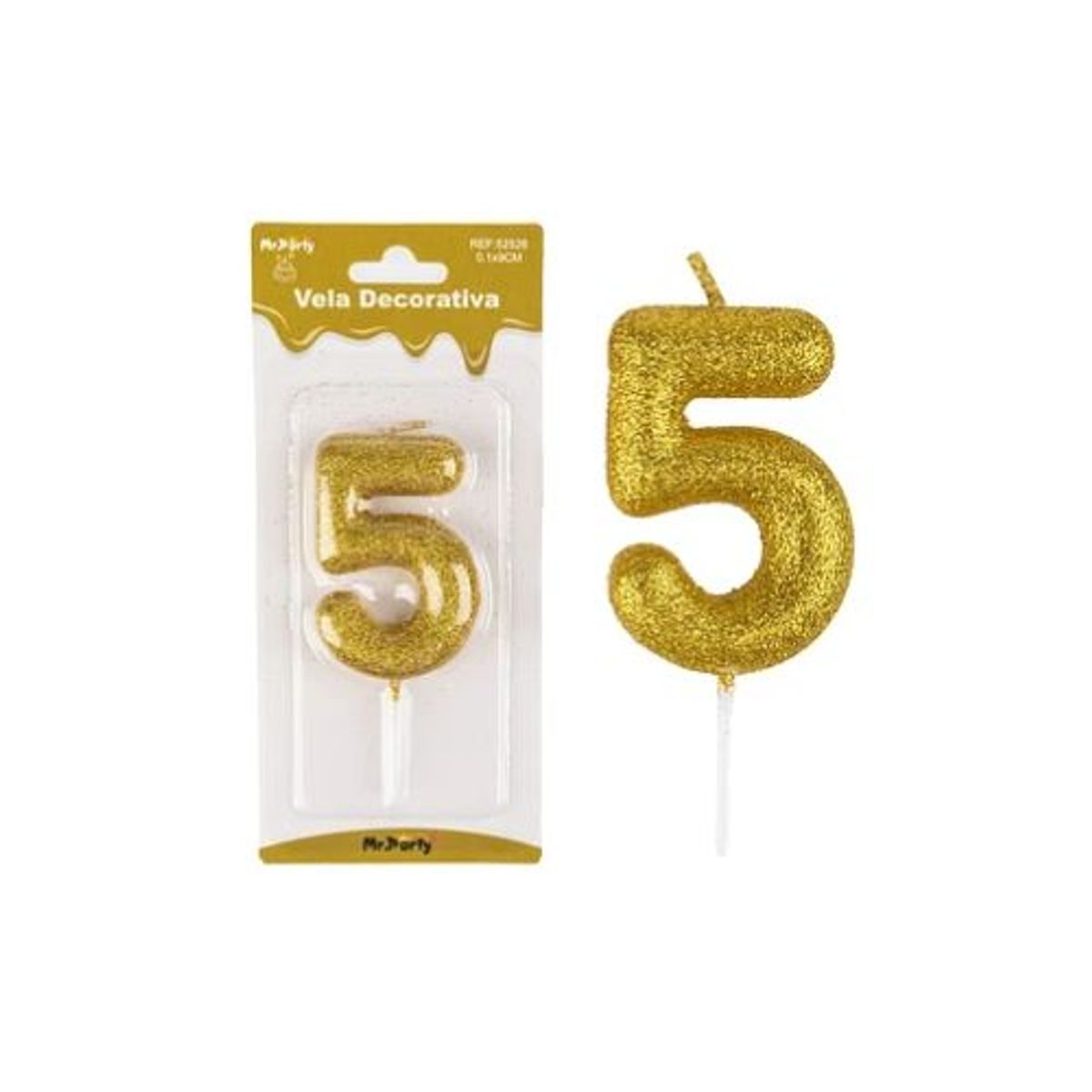 GENERICO - Vela de número 5 dorado metalico brillante 5.5cm