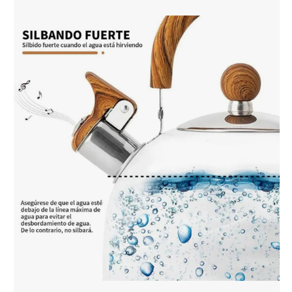 GENERICO - Tetera Silbante 25l Acero Inoxidable Blanco Blanco