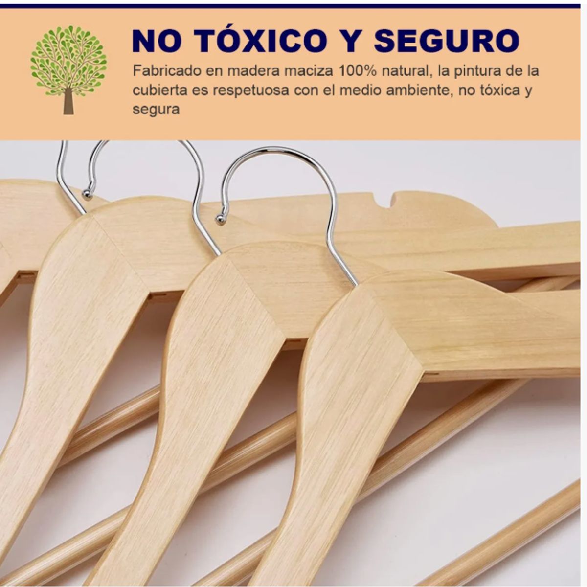 GENERICO - Set 10 Pieza Ganchos De Madera Colgadores Para Ropa Pantalón