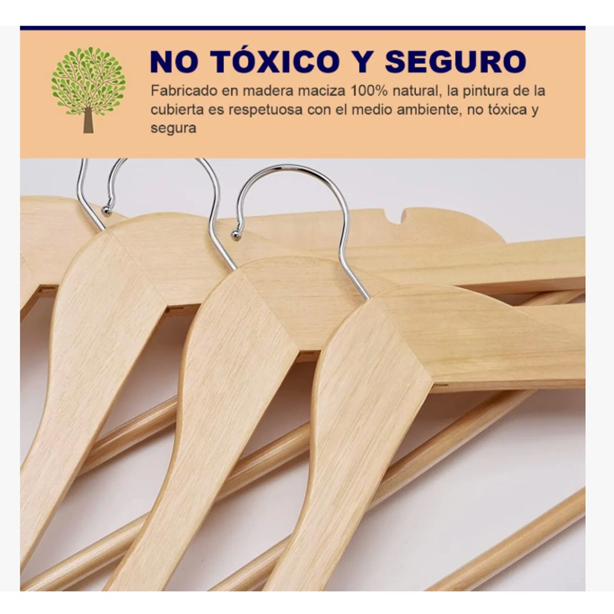 GENERICO - Set 10 Pieza Ganchos De Madera Colgadores Para Ropa Pantalón