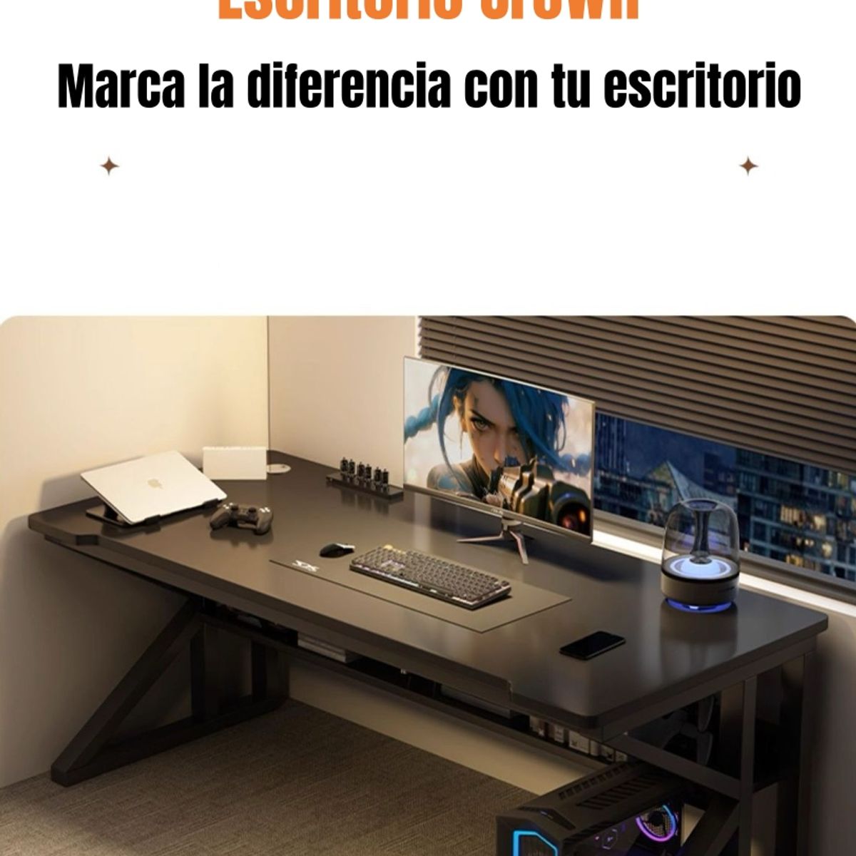 LUBABYCAS - Escritorio De Madera Con Repisa Inferior 120x60x72cm Crown
