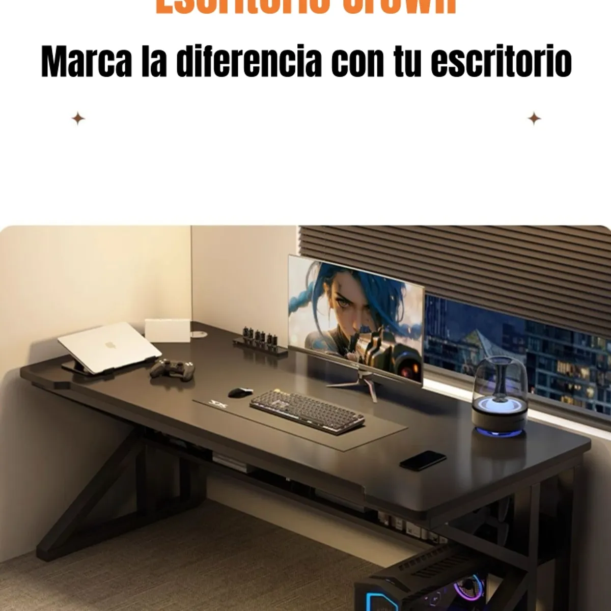 LUBABYCAS - Escritorio De Madera Con Repisa Inferior 120x60x72cm Crown