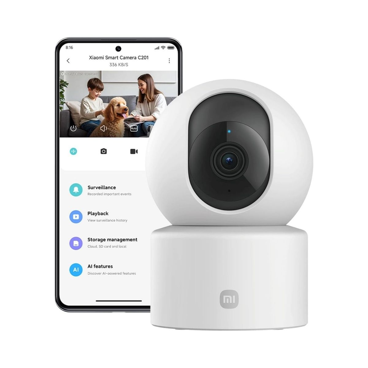 XIAOMI - Xiaomi Cámara de Seguridad C201 1080p Wifi 6 Visión Nocturna Blanco