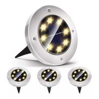 Pack 4 Focos Solares Jardín Estaca De 8 Led Tipo Embutido