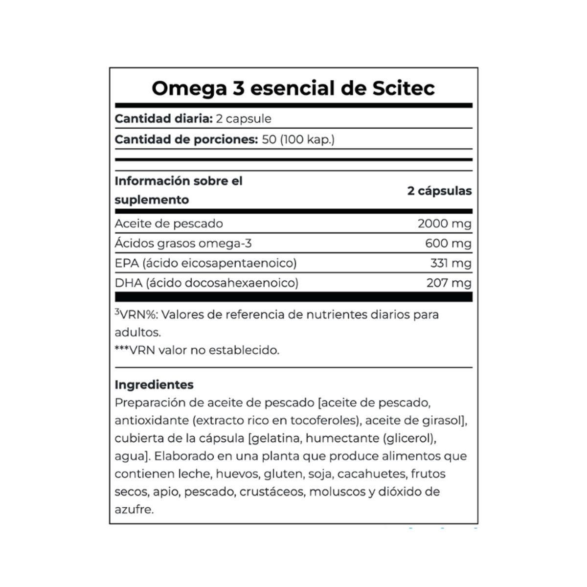 SCITEC NUTRITION - Omega 3 100 Capsulas Scitec Nutrition