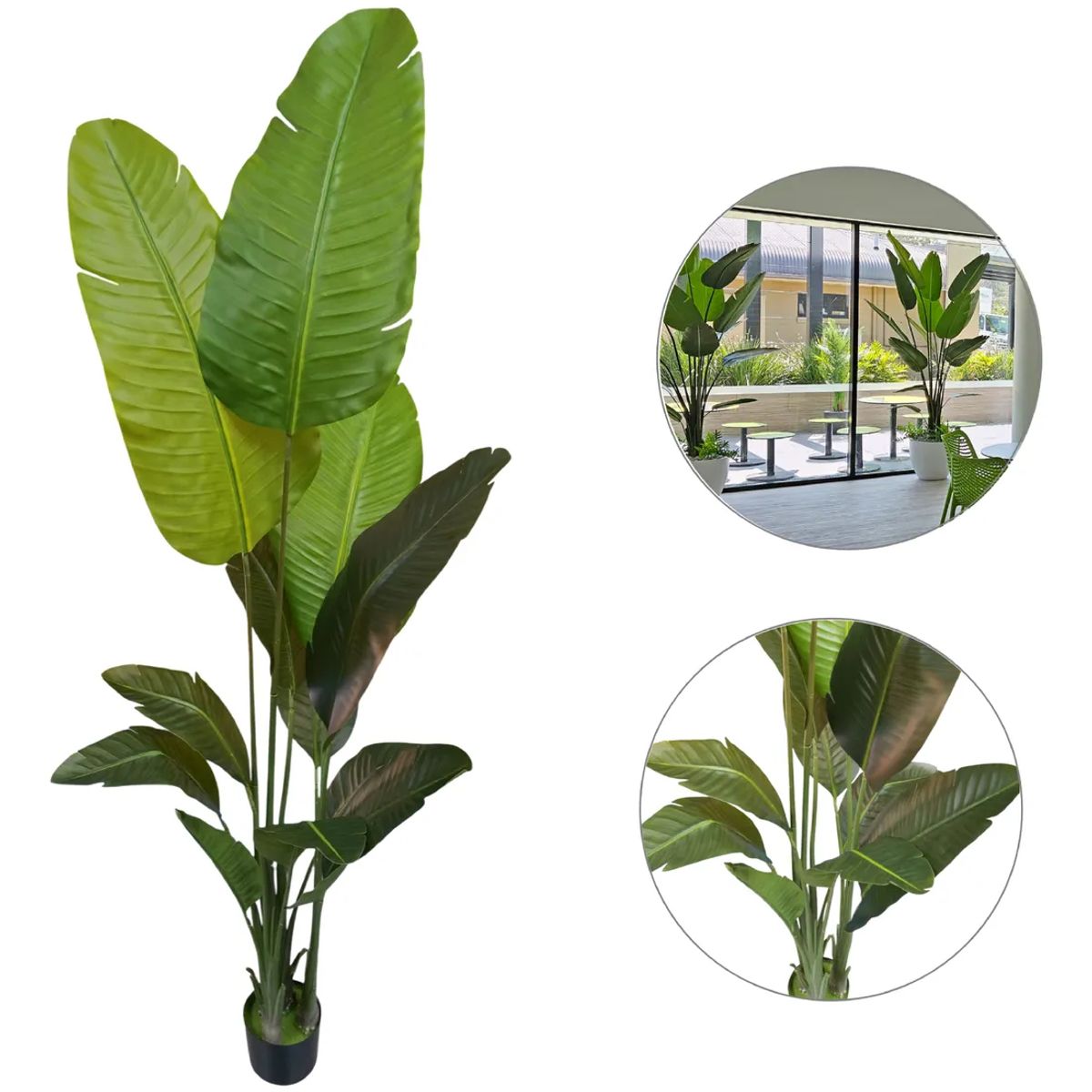 GENERICO - Planta Artificial De Ave Del Paraíso, 220 Cm Alto, 12 Hojas