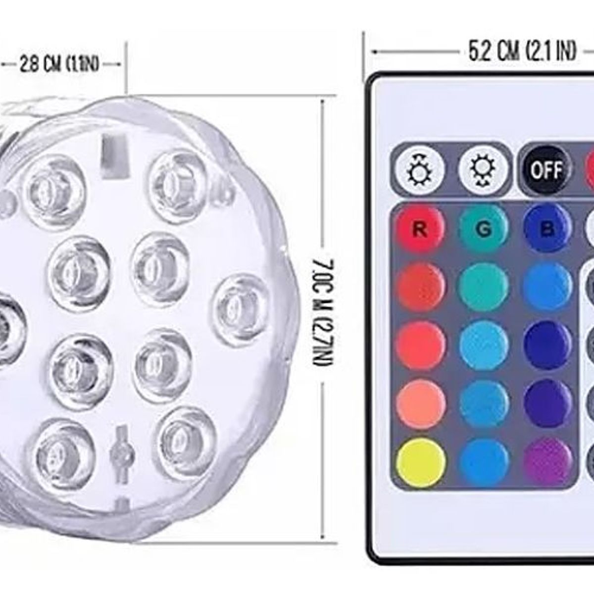 GENERICO - Pack 4 Luces Para Piscina Sumergibles 16 Colores Control
