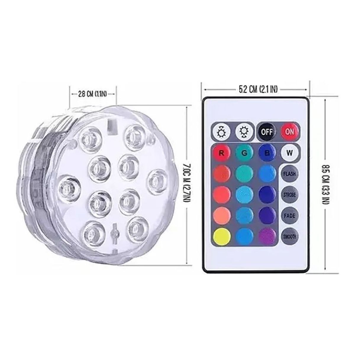 GENERICO - Pack 4 Luces Para Piscina Sumergibles 16 Colores Control