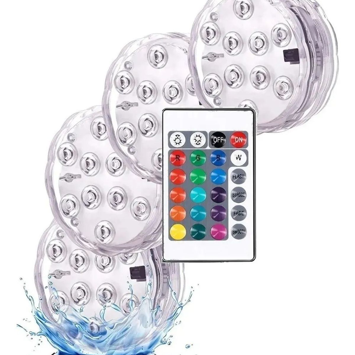 GENERICO - Pack 4 Luces Para Piscina Sumergibles 16 Colores Control