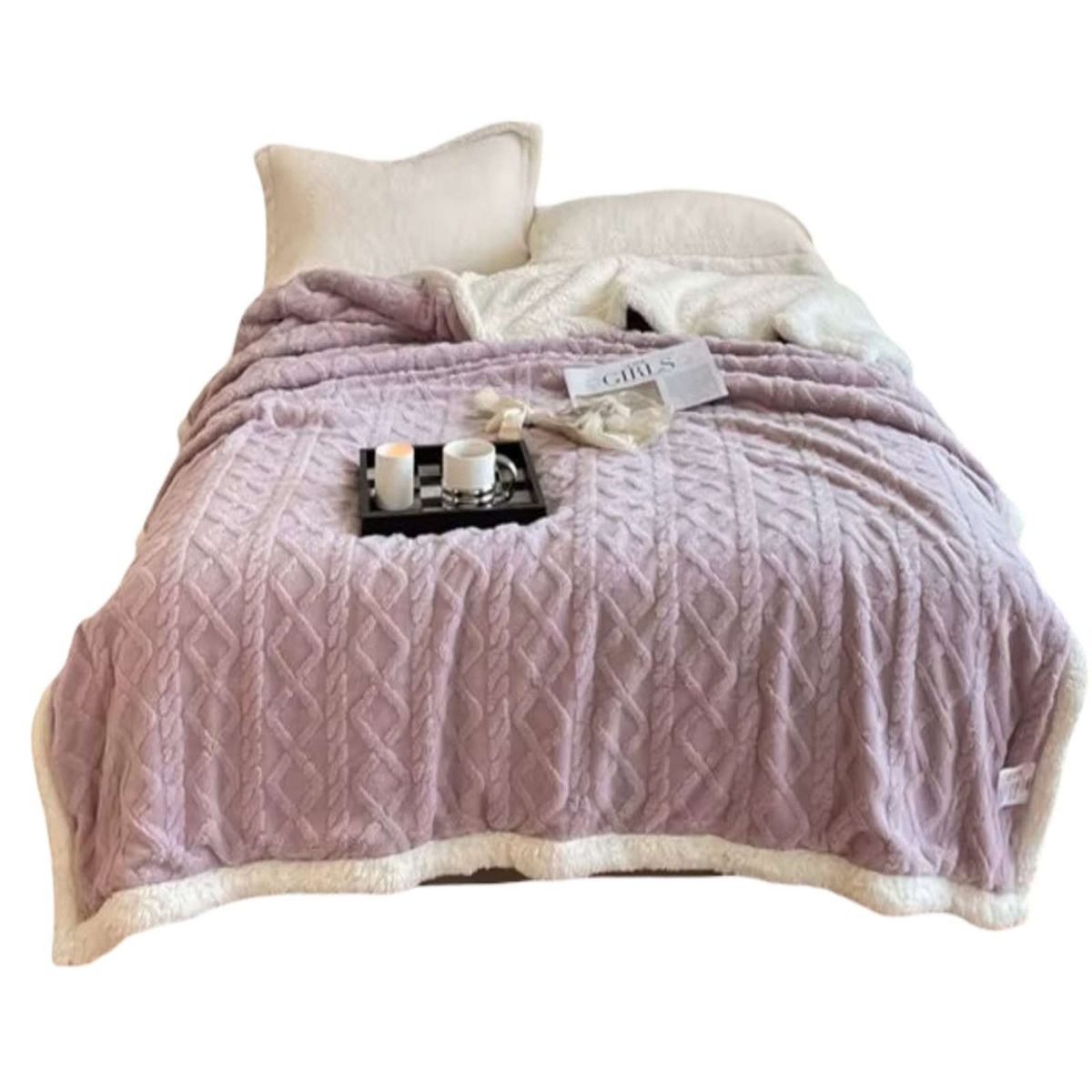 GENERICO - FRAZADA CON SHERPA TRENZADA 230X200 cm 01