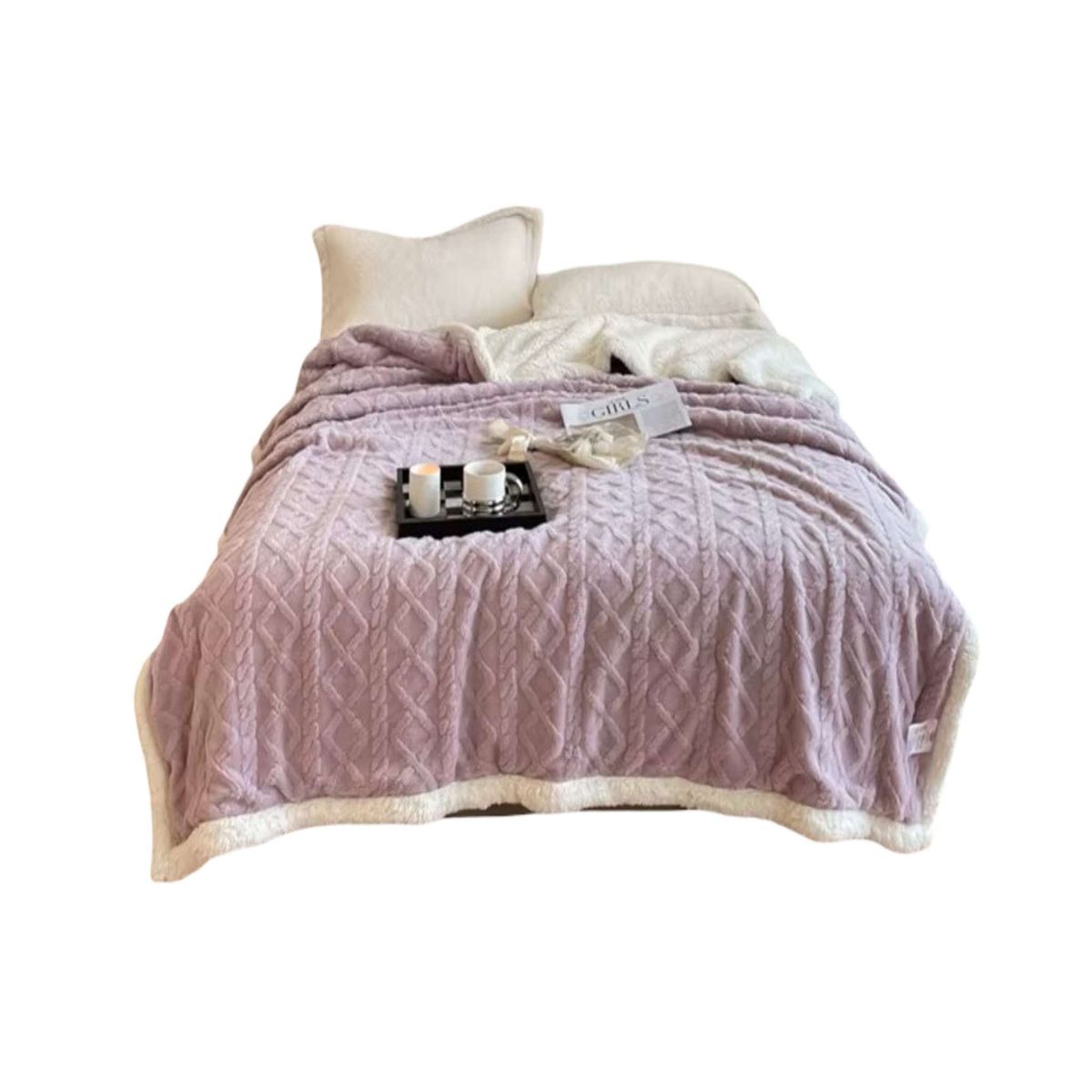 GENERICO - FRAZADA CON SHERPA TRENZADA 230X200 cm 01