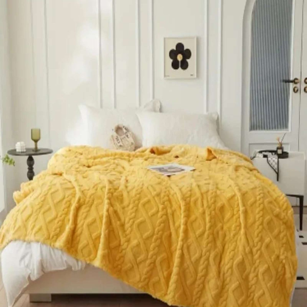 GENERICO - FRAZADA CON SHERPA TRENZADA 230X200 cm 02