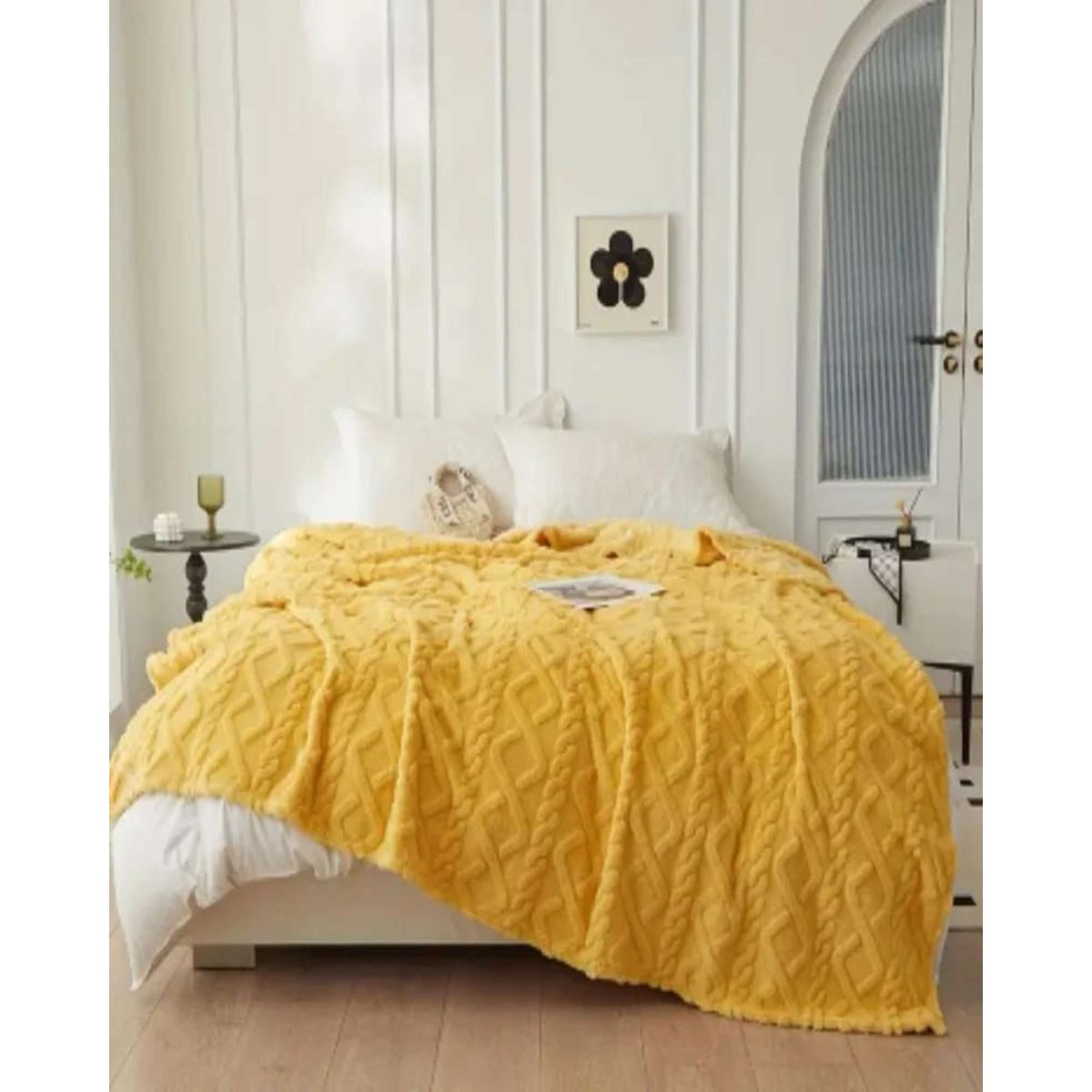 GENERICO - FRAZADA CON SHERPA TRENZADA 230X200 cm 02