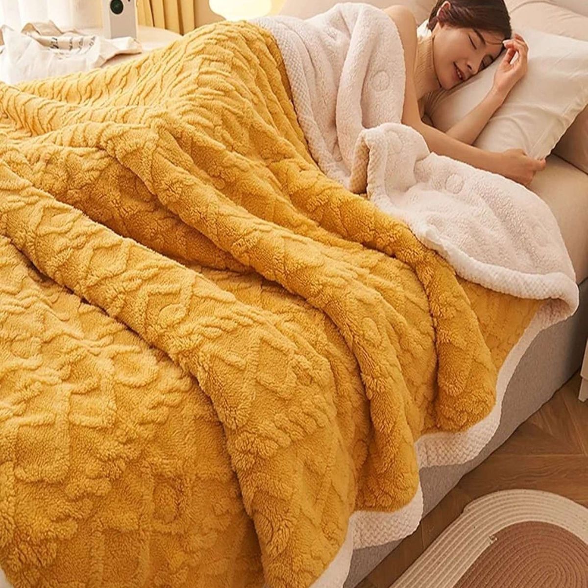 GENERICO - FRAZADA CON SHERPA TRENZADA 230X200 cm 02
