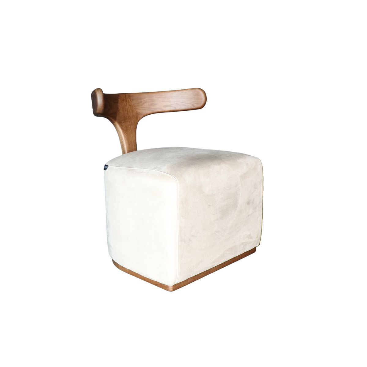 BROOKMAN - Silla Almodovar Tela Velvet Beige Madera Fresno Walnut 55x51x63 cm