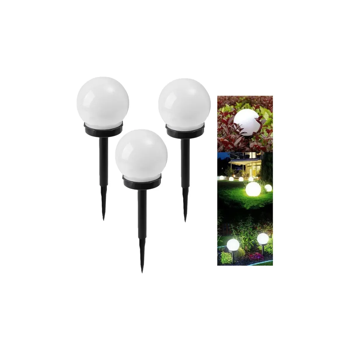 GENERICO - X3 Foco Jardin Solar Estaca Led Lámparas Globo Exteriores