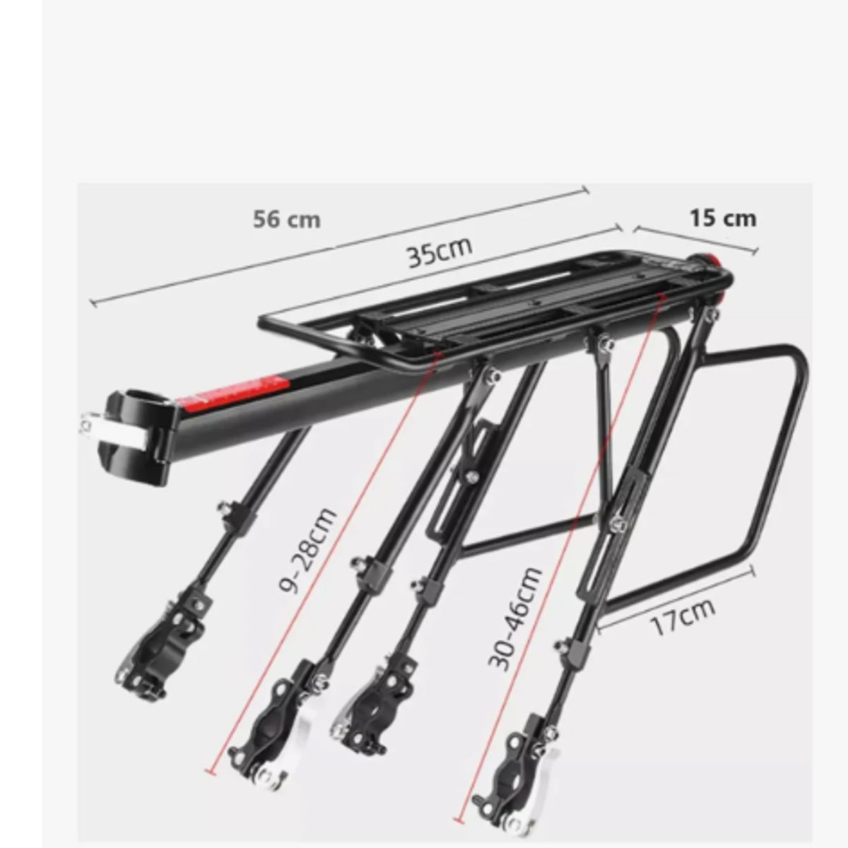 GENERICO - Parrilla Para Bicicleta Ajustable Con Reflector Hasta 60 Kg