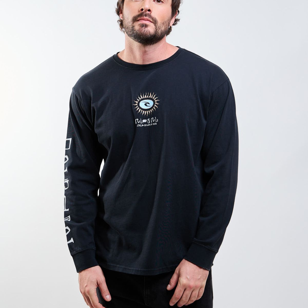 RIP CURL - Polera ML Riptide Negro Hombre Rip Curl