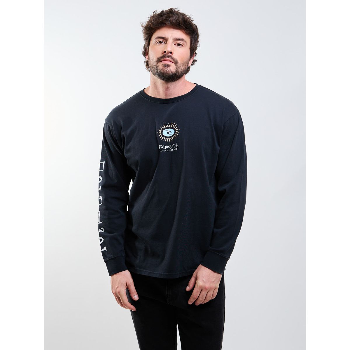 RIP CURL - Polera ML Riptide Negro Hombre Rip Curl