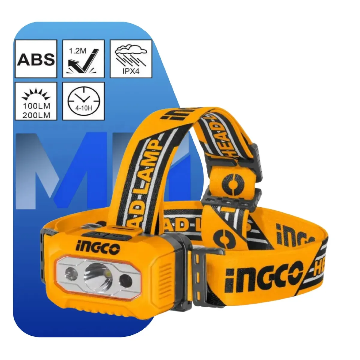 INGCO - Linterna Frontal Vincha Led Sensor De Movimiento 200 Lumenes