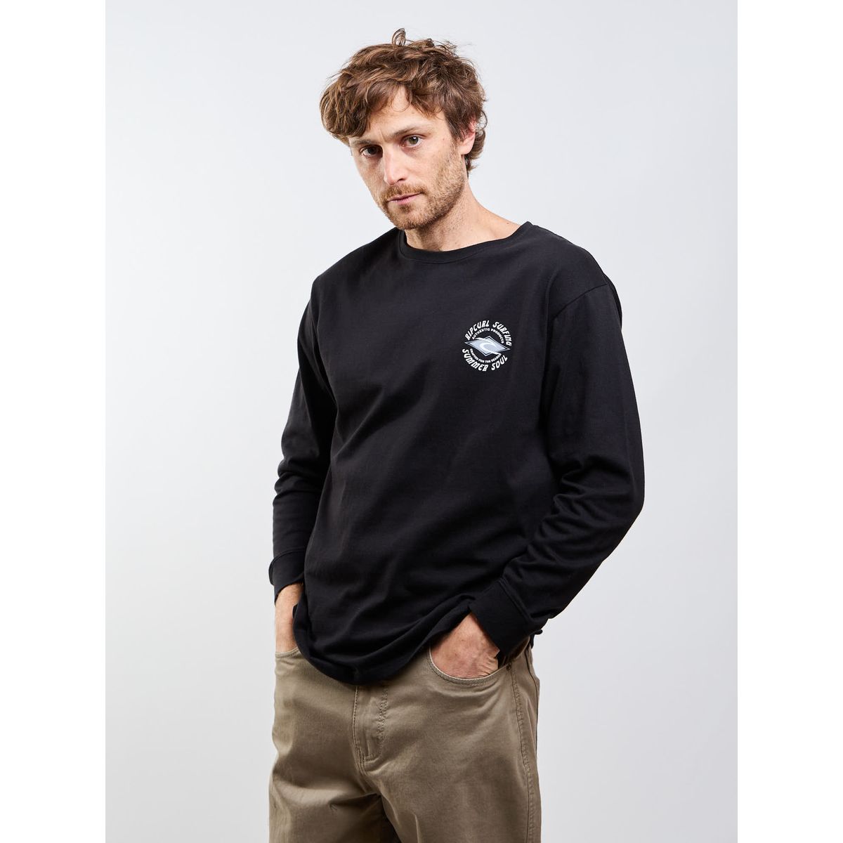 RIP CURL - Polera ML Coastal Negro Hombre Rip Curl