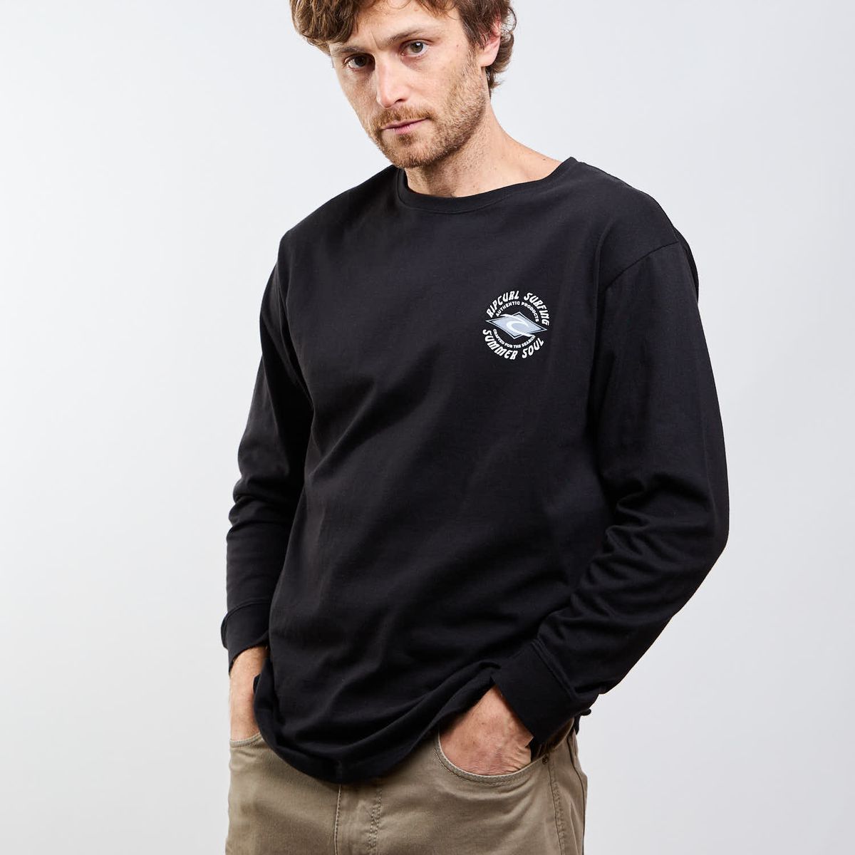 RIP CURL - Polera ML Coastal Negro Hombre Rip Curl