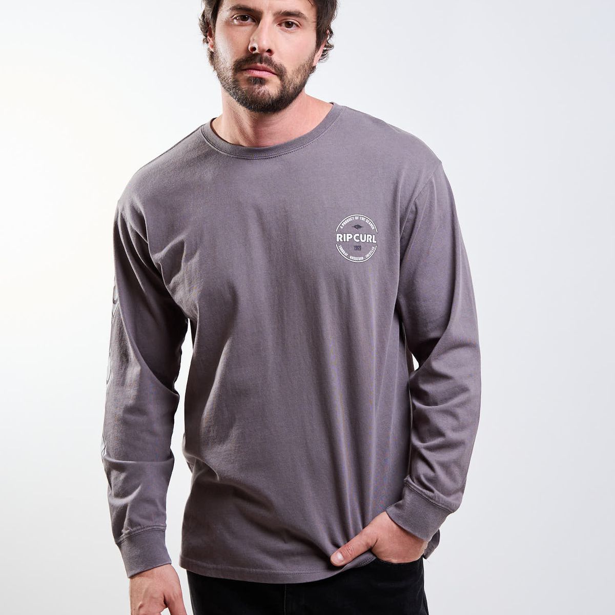 RIP CURL - Polera ML Endless Gris Hombre Rip Curl