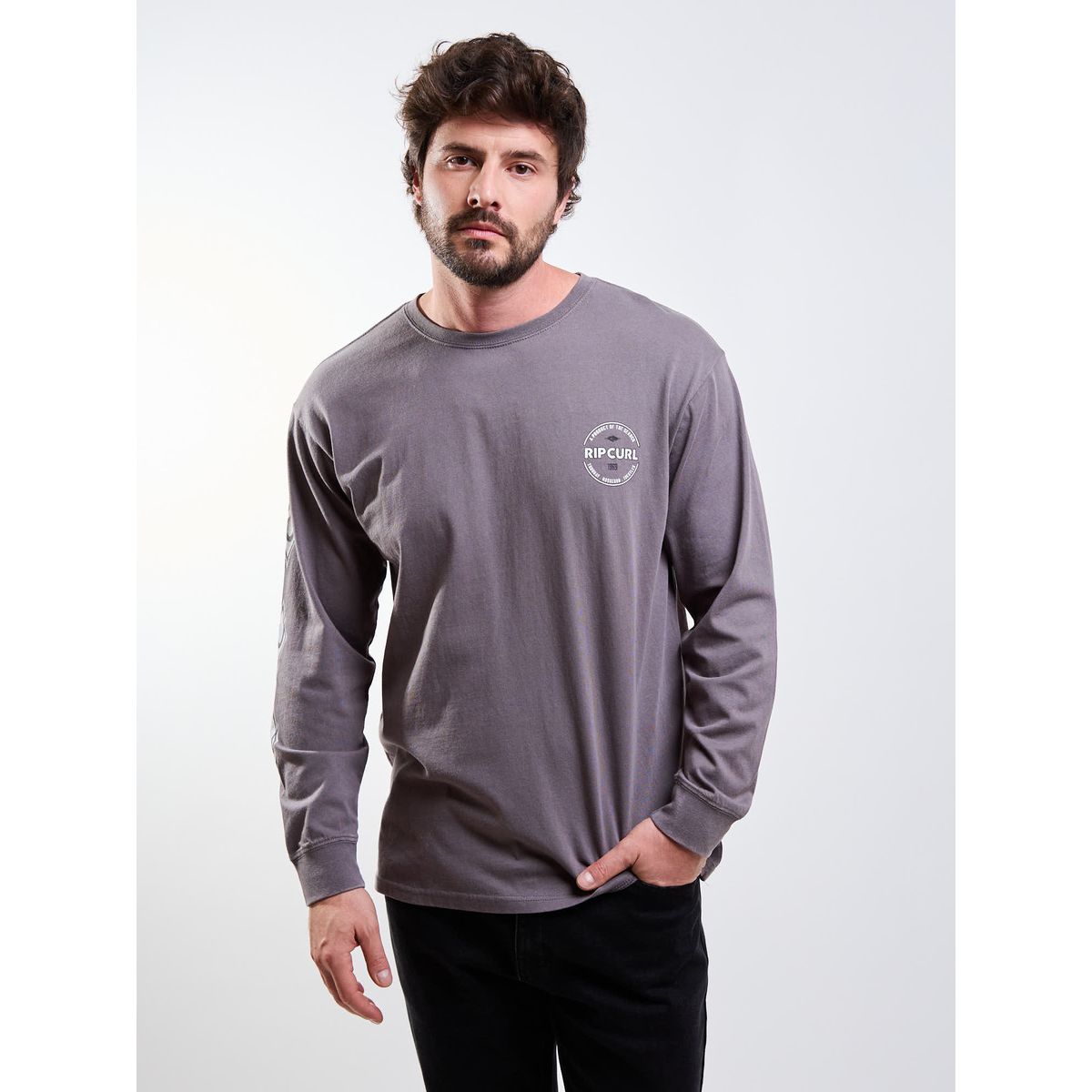 RIP CURL - Polera ML Endless Gris Hombre Rip Curl