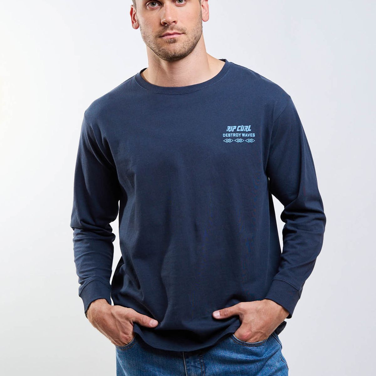 RIP CURL - Polera ML Sunwave Azul Hombre Rip Curl