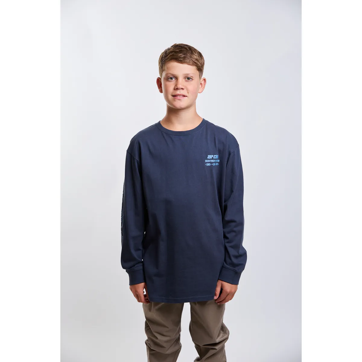 RIP CURL - Polera ML Raw Azul Infantil Rip Curl