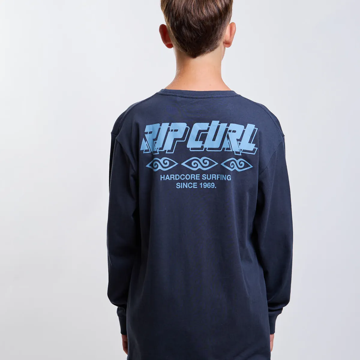 RIP CURL - Polera ML Raw Azul Infantil Rip Curl